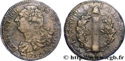 LOUIS XVI (MONARQUE CONSTITUTIONNEL) 2 sols dit au faisceau , type FRANÇOIS 1792 Montpellier