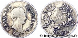 Quart (de franc) Napoléon Empereur, Calendrier grégorien 1807 Perpignan F.159/10 VF