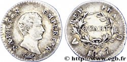 Quart (de franc) Napoléon Empereur, Calendrier grégorien 1807 Turin F.159/11