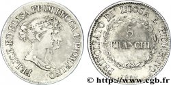 ITALIA - PRINCIPATO DI LUCCA E PIOMBINO - FELICE BACCIOCHI E ELISA BONAPARTE 5 franchi, petits bustes 1808 Florence