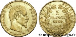 5 francs or Napoléon III, tête nue, grand module, différent main 1860 Paris F.501/10