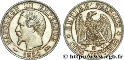 Cinq centimes Napoléon III, tête nue 1854 Lyon F.116/12