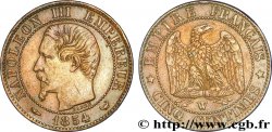 Cinq centimes Napoléon III, tête nue 1854 Lille F.116/15