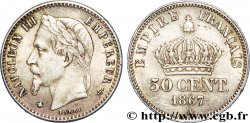 50 centimes Napoléon III, tête laurée 1867 Paris F.188/13 TTB