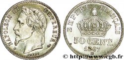 50 centimes Napoléon III, tête laurée 1867 Strasbourg F.188/14