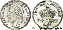 50 centimes Napoléon III, tête laurée 1867 Bordeaux F.188/18