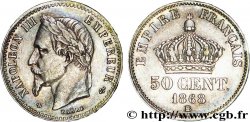 50 centimes Napoléon III, tête laurée 1868 Strasbourg F./