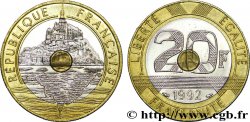 20 francs Mont Saint-Michel, 4 cannelures, V ouvert 1992 Pessac F.403/5