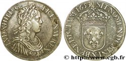 LOUIS XIV LE GRAND OU LE ROI SOLEIL Écu à la mèche longue 1653 Amiens TTB+