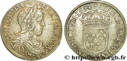 LOUIS XIV LE GRAND OU LE ROI SOLEIL Demi-écu à la mèche longue 1654 Rouen TTB+