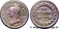 Un décime Dupré, grand module, avers de Cinq centimes 1800 Strasbourg F.129/43