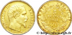 5 francs or Napoléon III, tête nue, petit module, tranche cannelée 1854 Paris F.500A/1
