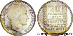 Essai de 20 francs Turin en argent, rameaux courts, poids léger 1945 Paris Maz.2745 var