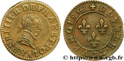 LIGUE. COINAGE AT THE NAME OF HENRY III Double tournois, 2e type de Paris, frappé au moulin n.d. Paris, Moulin des Étuves