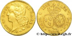 LOUIS XV DIT LE BIEN AIMÉ Double louis d’or aux écus ovales, tête ceinte d’un bandeau 1759 Pau