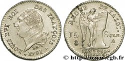 LOUIS XVI 15 sols dit au génie , type FRANÇOIS 1791 Paris