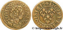 LOUIS XIII LE JUSTE Double tournois, type 15 1638 Tours