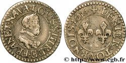 LOUIS XIII LE JUSTE Denier tournois, petit buste adolescent au col plat d’Amiens 1614 Amiens