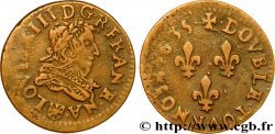 LOUIS XIII LE JUSTE Double tournois, type 1 1635 Saint-Palais