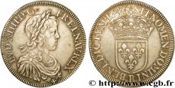LOUIS XIV THE SUN KING Écu à la mèche longue 1646 Rouen