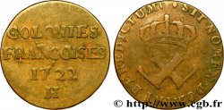 LOUIS XV DIT LE BIEN AIMÉ Neuf deniers, colonies françoises 1722 La Rochelle TB+