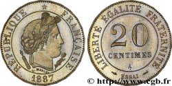 Essai de 20 centimes Merley, tranche à 24 pans 1887 Paris VG.4050