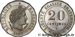 Essai de 20 centimes Merley, tranche à 16 pans 1887 Paris VG.4053
