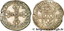 CHARLES X, CARDINAL DE BOURBON Quart d écu, croix de face 1594 Dinan