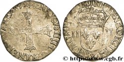 HENRY IV Quart d écu, croix batonnée et couronnée de face 1590 Rennes