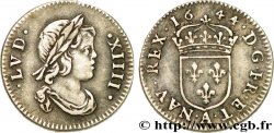 LOUIS XIV LE GRAND OU LE ROI SOLEIL Vingt-quatrième d écu à la mèche courte 1644 Paris, Monnaie du Louvre