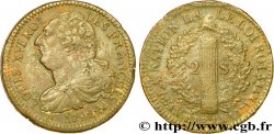 LOUIS XVI (MONARQUE CONSTITUTIONNEL) 2 sols dit au faisceau , type FRANÇOIS, légende fautée avec LA LE LOI ROI 1792 Marseille