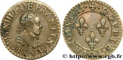 LOUIS XIII LE JUSTE Double tournois, type 2 1615 Amiens
