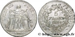 5 francs Union et Force, Union serré, seulement gland extérieur 1797 Perpignan F.288/26 TTB