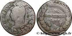 Cinq centimes Dupré, grand module, refrappage du décime 1797 Rouen F.114/4