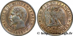 Cinq centimes Napoléon III, tête nue, différent levrette 1855 Lille F.116/28
