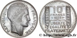 Préparation de la 10 francs Pétain, type Turin, essai en aluminium, tranche striée, lourd 1938 VG.cf. 5489 c