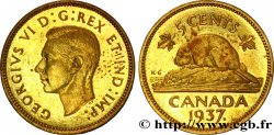 CANADA - GEORGE VI Épreuve de 5 cents en laiton 1937 