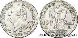 LOUIS XVI 15 sols dit au génie , type FRANÇOIS 1792 Rouen