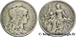 Piéfort de 5 centimes Daniel-Dupuis, sans le mot essai, flan mat argenté 1898 F.119/6P