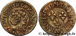 LOUIS XIII LE JUSTE Double tournois, type 15 1638 Tours