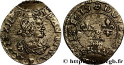 LOUIS XIII LE JUSTE Double tournois, type 19, double frappe 1639 Tours