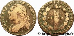 LOUIS XVI 12 deniers dit au faisceau , type FRANCOIS 1792 Bayonne