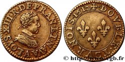 LOUIS XIII LE JUSTE Double tournois, type 1 1612 Paris, Moulin du Louvre