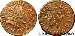 LOUIS XIII LE JUSTE Double tournois, type 1, légende fautée TOVRNOS 1632 La Rochelle