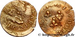 LOUIS XIII LE JUSTE Double tournois, 11e type de La Rochelle, légende fautée avec DOBLE 1638 La Rochelle