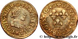 LOUIS XIII LE JUSTE Double tournois, 15e type de La Rochelle 1640 La Rochelle