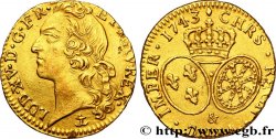 LOUIS XV DIT LE BIEN AIMÉ Louis d’or aux écus ovales, tête ceinte d’un bandeau 1743 Aix-en-Provence