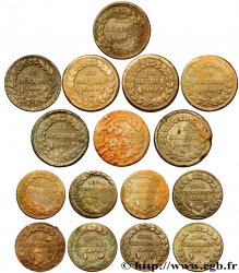 Lot de 1 pièce d’Un décime Dupré, grand module, “refrappage” du 2 décimes (F.128), de 7 pièces d’Un décime Dupré, grand module (F.129) et de 8 pièces de Cinq centimes Dupré, grand module (F.115) n.d. - F.-/-