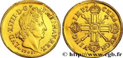 LOUIS XIV LE GRAND OU LE ROI SOLEIL Double louis d or aux huit L et aux insignes 1701 Strasbourg