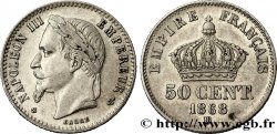 50 centimes Napoléon III, tête laurée 1868 Strasbourg F.188/21